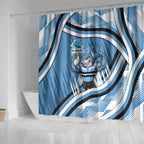 Cronulla Sharks Rugby Mascot Shower Curtain Fierce Athlete Graphic in Sports Style
