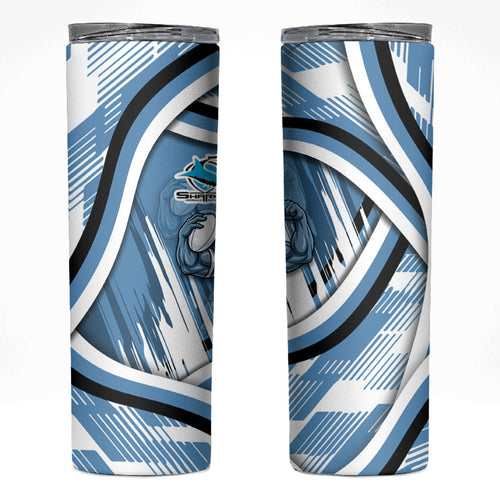 Cronulla Sharks Rugby Mascot Skinny Tumbler Fierce Athlete Graphic in Sports Style