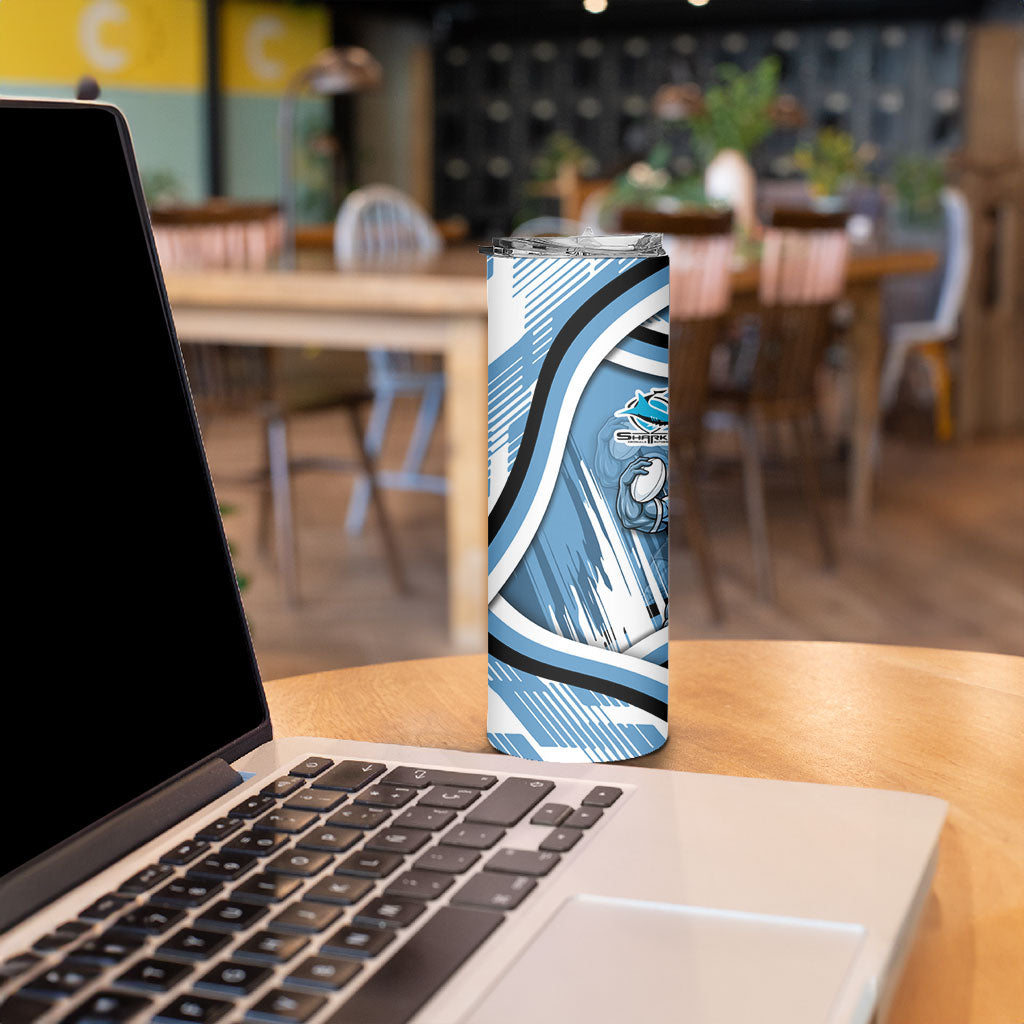 Cronulla Sharks Rugby Mascot Skinny Tumbler Fierce Athlete Graphic in Sports Style