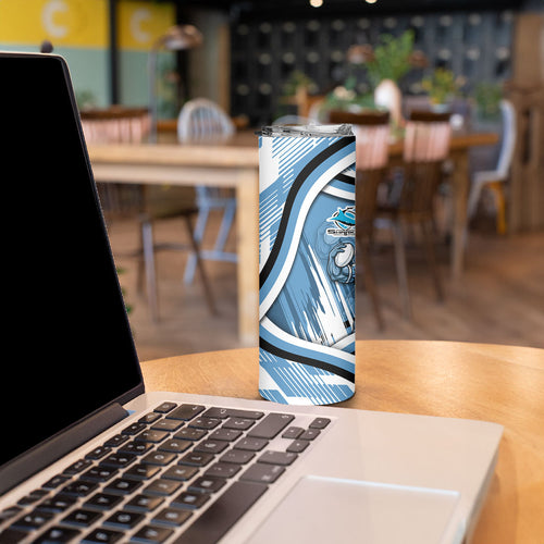 Cronulla Sharks Rugby Mascot Skinny Tumbler Fierce Athlete Graphic in Sports Style