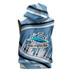 Cronulla Sharks Rugby Mascot Sleeveless Hoodie Fierce Athlete Graphic in Sports Style