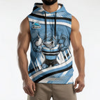Cronulla Sharks Rugby Mascot Sleeveless Hoodie Fierce Athlete Graphic in Sports Style