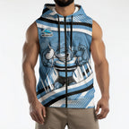Cronulla Sharks Rugby Mascot Sleeveless Zip Hoodie Fierce Athlete Graphic in Sports Style