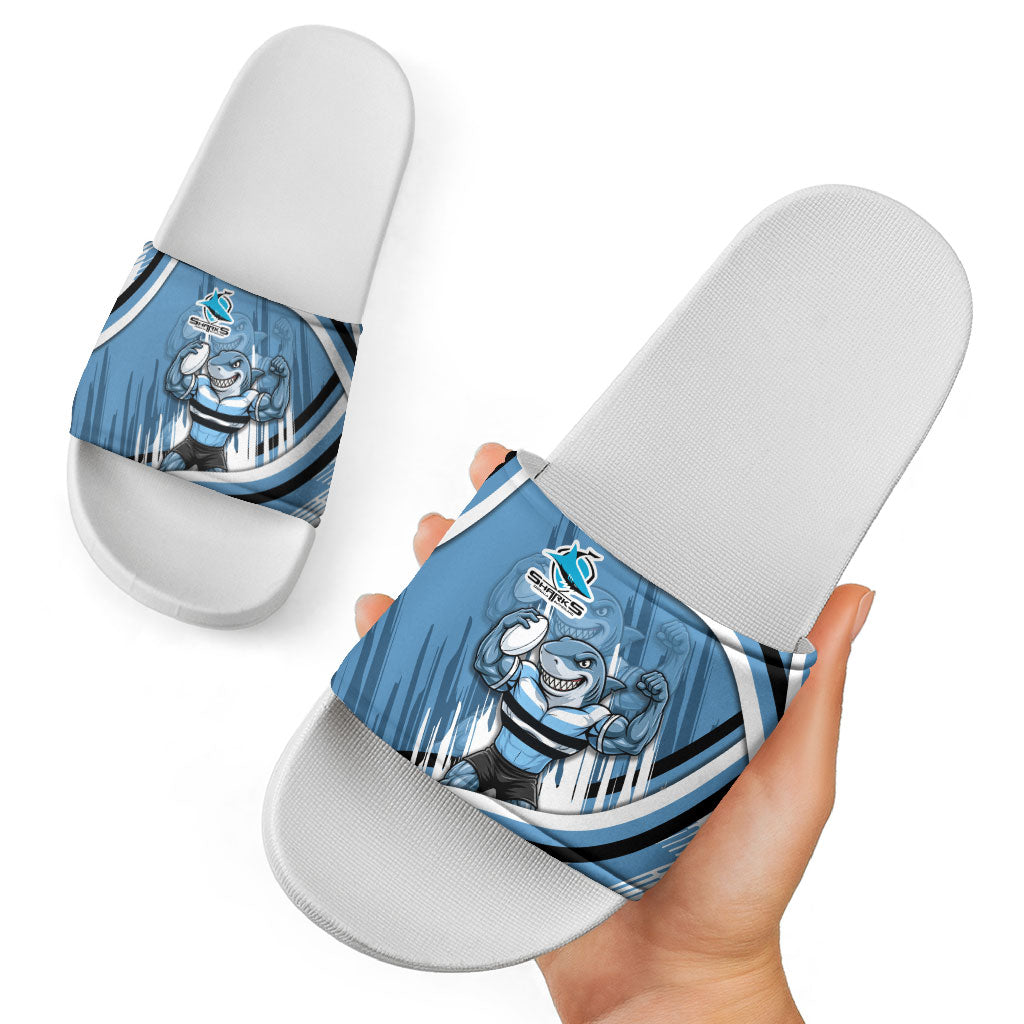 Cronulla Sharks Rugby Mascot Slide Sandals Fierce Athlete Graphic in Sports Style