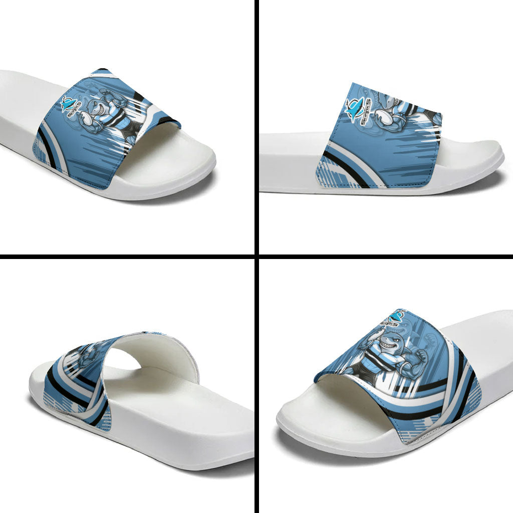Cronulla Sharks Rugby Mascot Slide Sandals Fierce Athlete Graphic in Sports Style