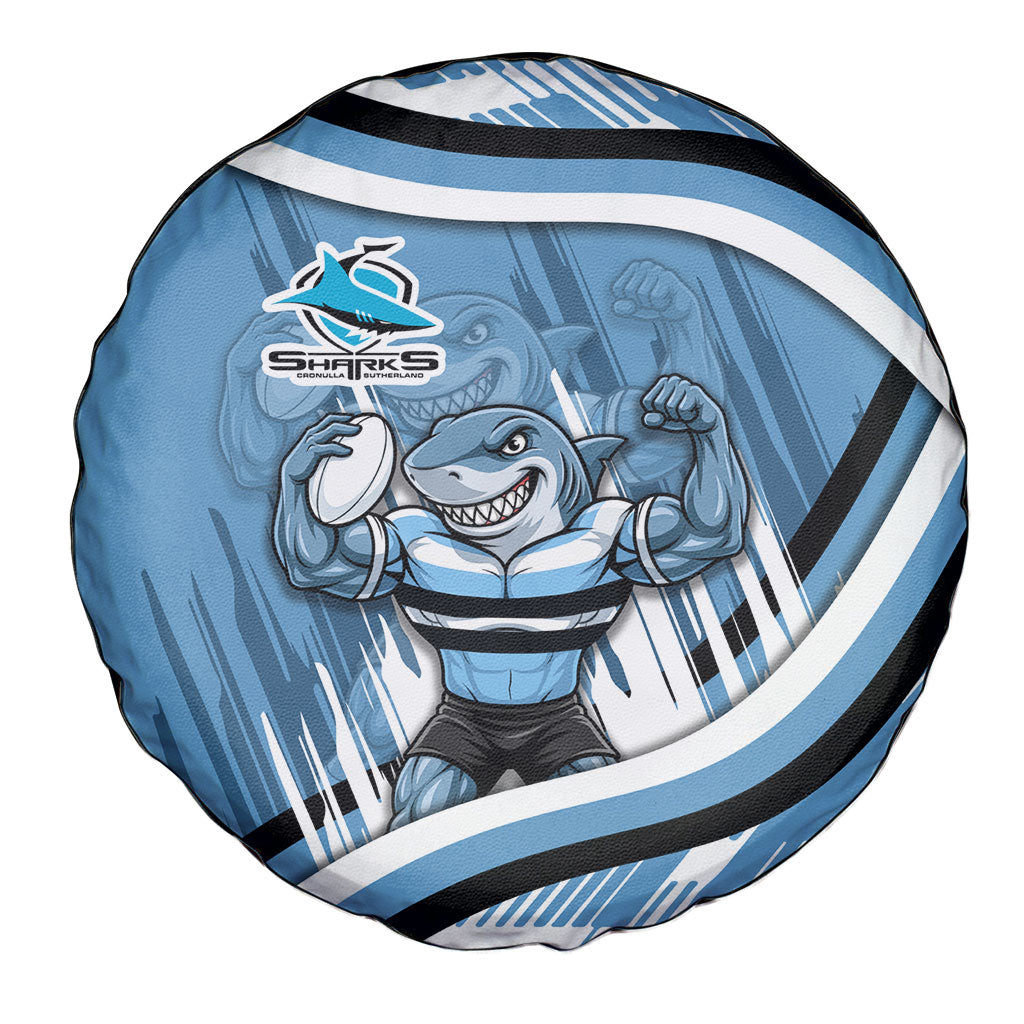 Cronulla Sharks Rugby Mascot Spare Tire Cover Fierce Athlete Graphic in Sports Style