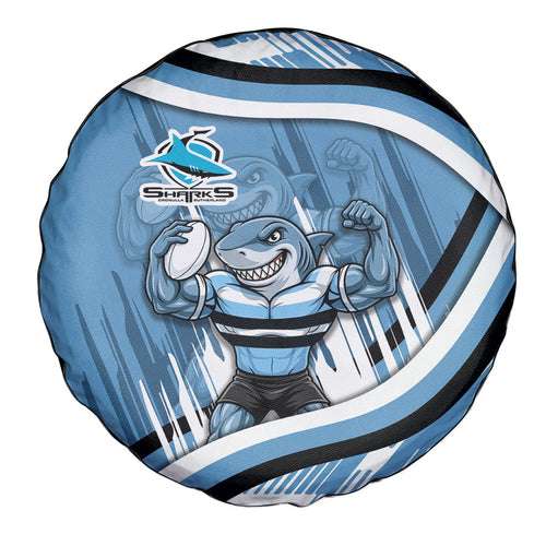 Cronulla Sharks Rugby Mascot Spare Tire Cover Fierce Athlete Graphic in Sports Style