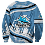 Cronulla Sharks Rugby Mascot Sweatshirt Fierce Athlete Graphic in Sports Style