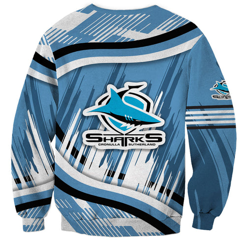 Cronulla Sharks Rugby Mascot Sweatshirt Fierce Athlete Graphic in Sports Style