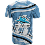 Cronulla Sharks Rugby Mascot T Shirt Fierce Athlete Graphic in Sports Style