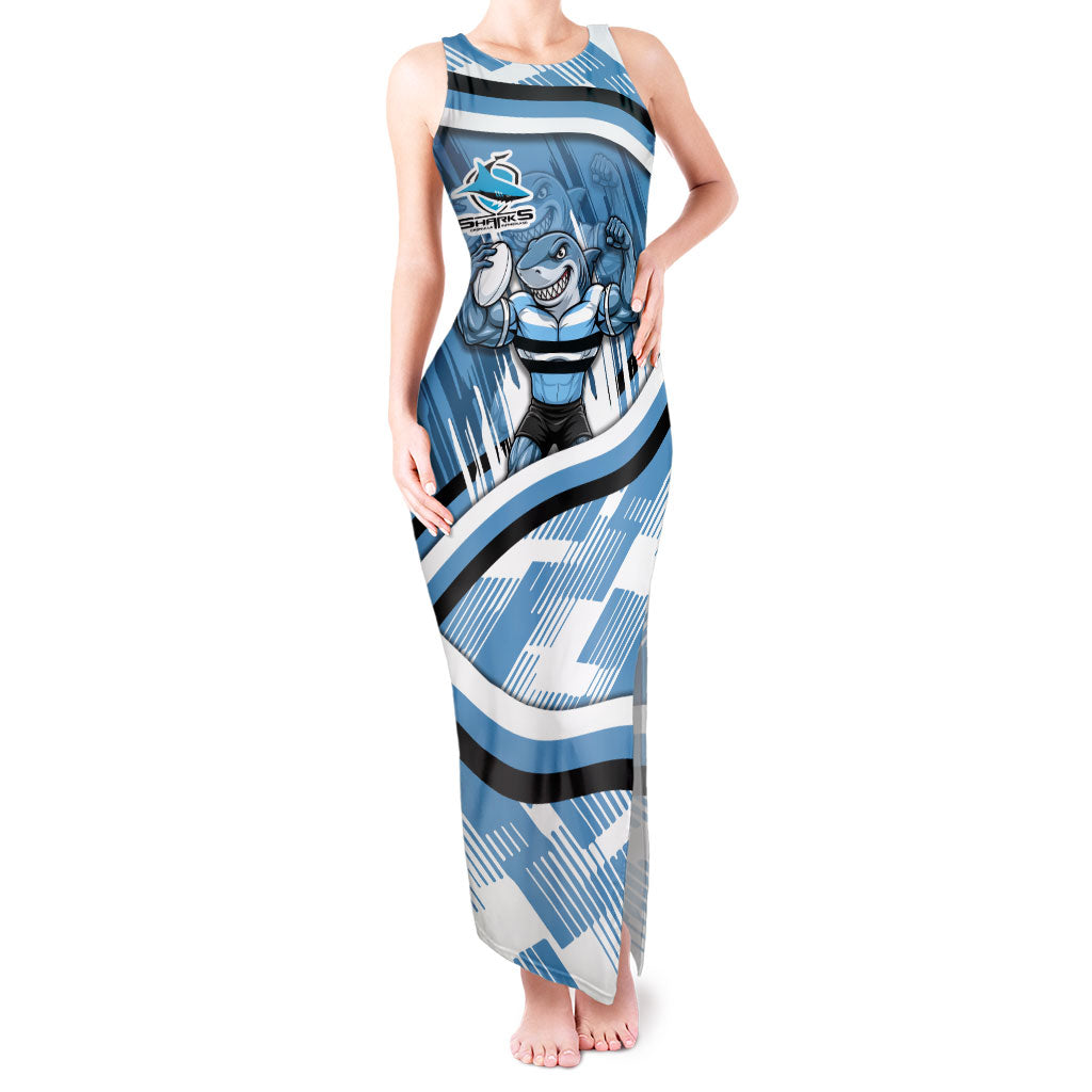 Cronulla Sharks Rugby Mascot Tank Maxi Dress Fierce Athlete Graphic in Sports Style