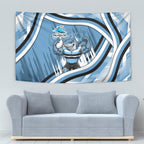 Cronulla Sharks Rugby Mascot Tapestry Fierce Athlete Graphic in Sports Style