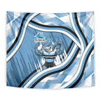Cronulla Sharks Rugby Mascot Tapestry Fierce Athlete Graphic in Sports Style