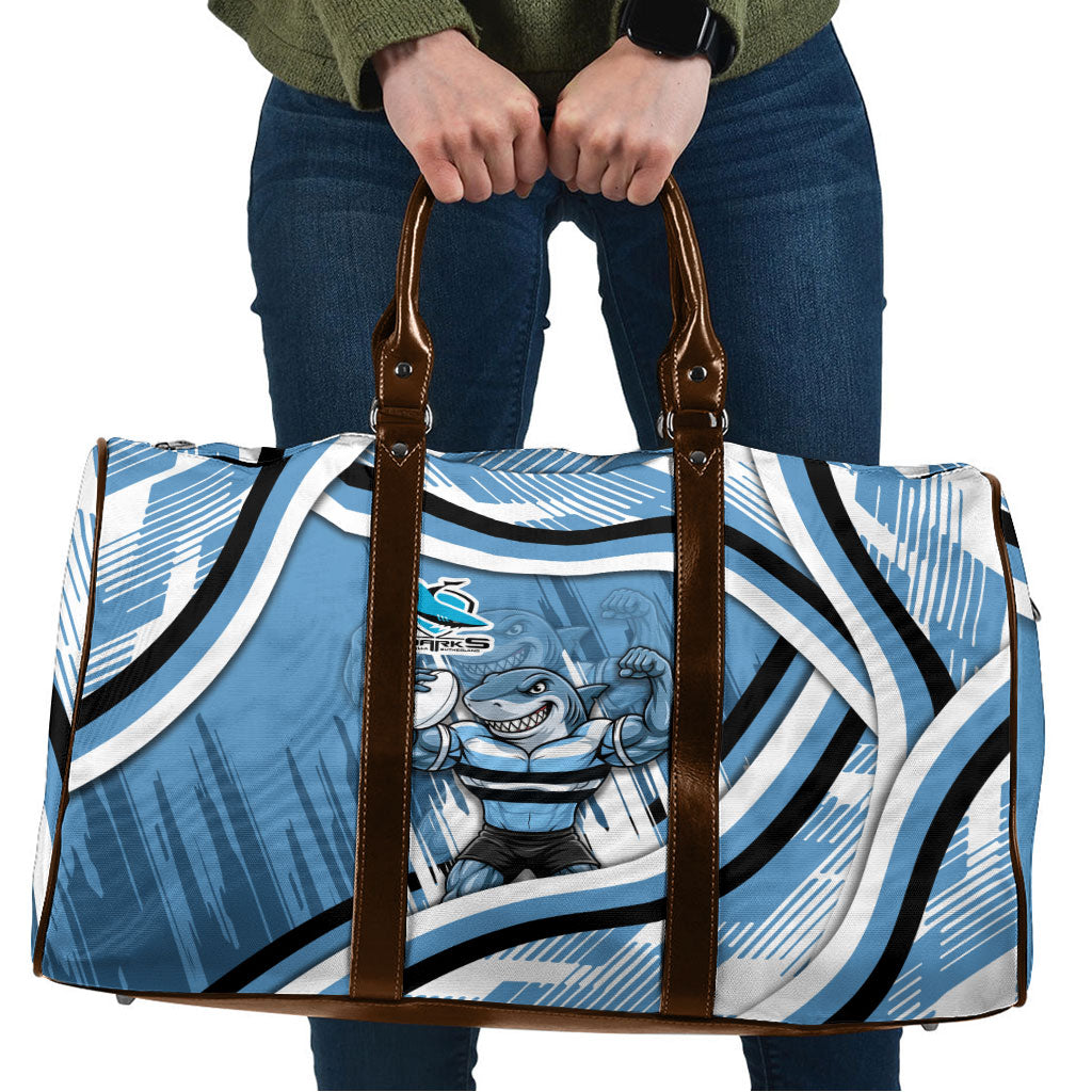 Cronulla Sharks Rugby Mascot Travel Bag Fierce Athlete Graphic in Sports Style
