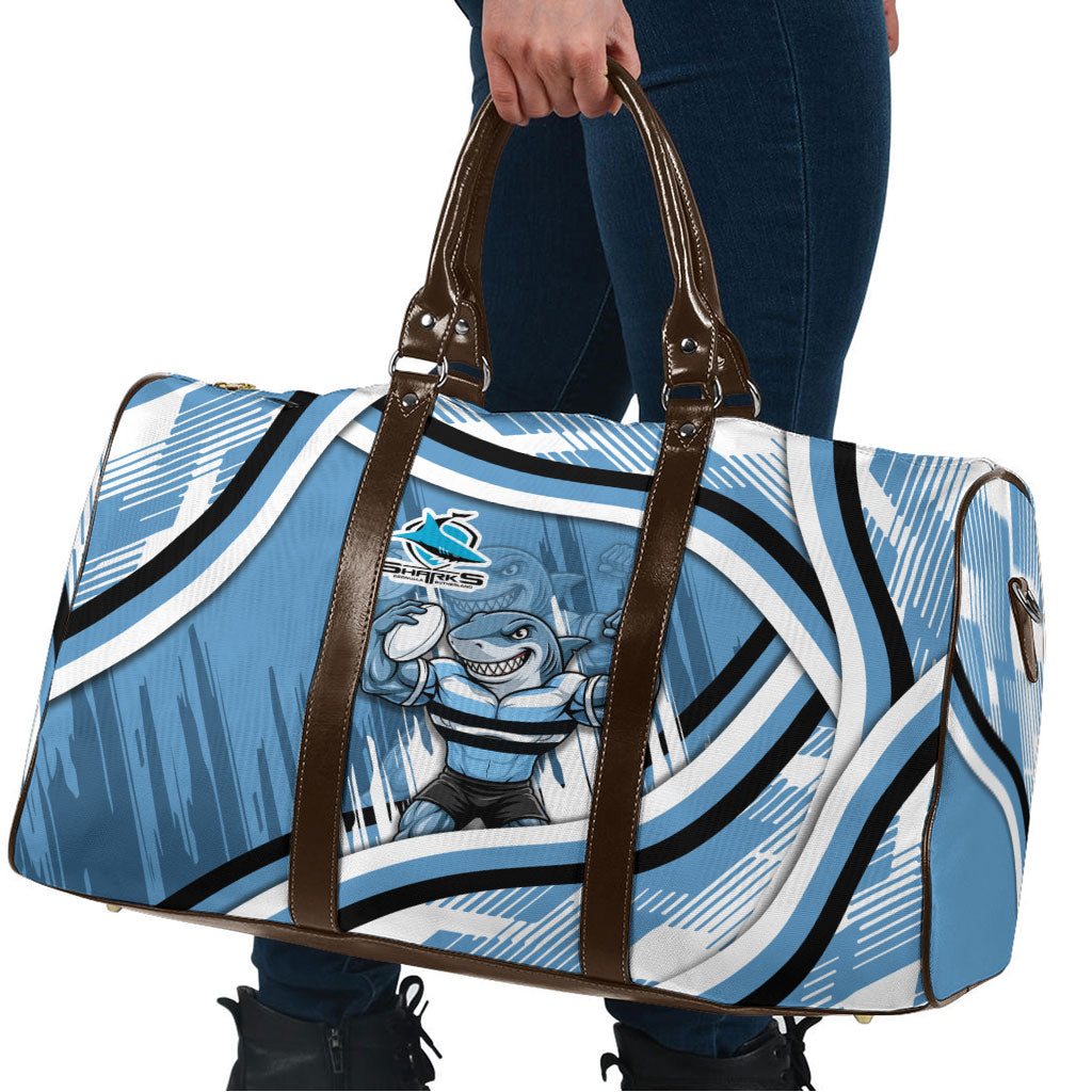 Cronulla Sharks Rugby Mascot Travel Bag Fierce Athlete Graphic in Sports Style