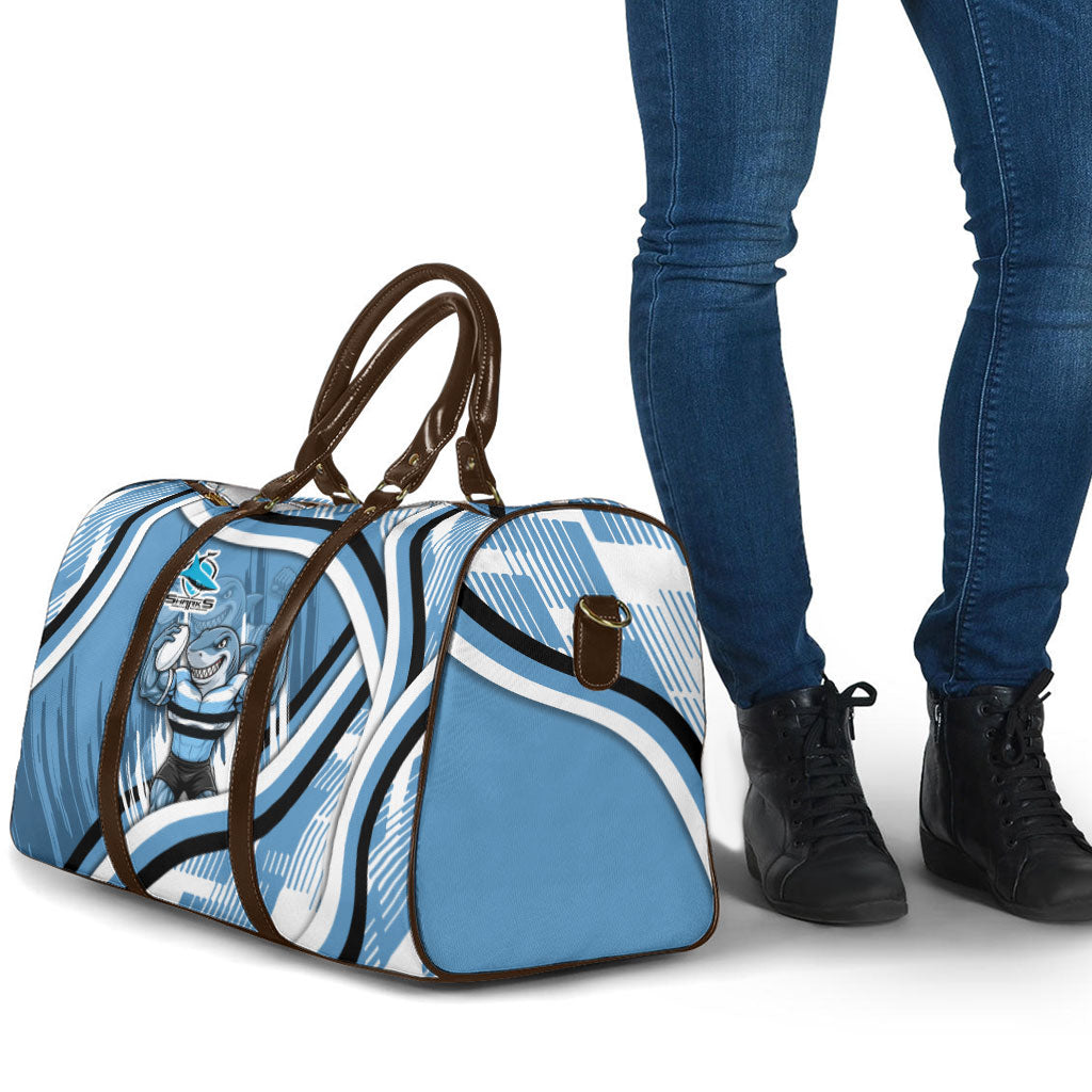 Cronulla Sharks Rugby Mascot Travel Bag Fierce Athlete Graphic in Sports Style