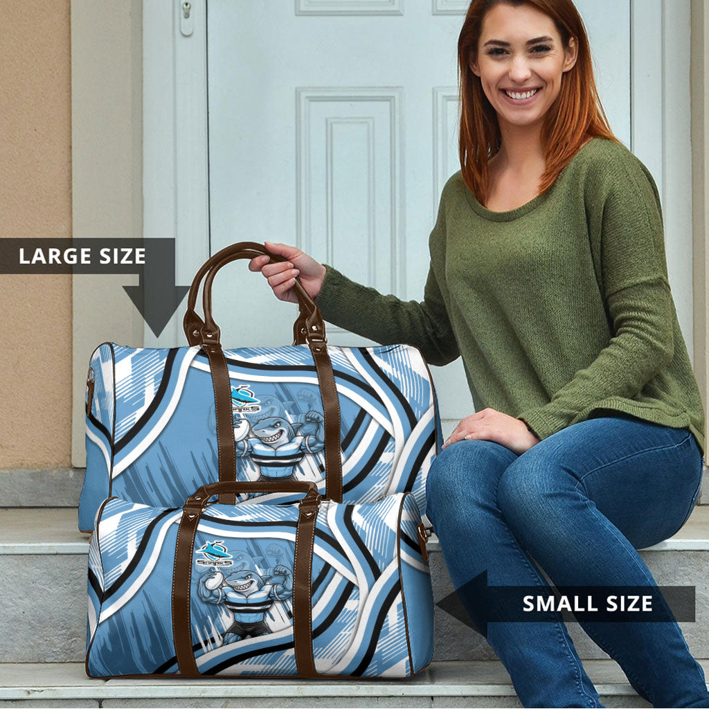 Cronulla Sharks Rugby Mascot Travel Bag Fierce Athlete Graphic in Sports Style