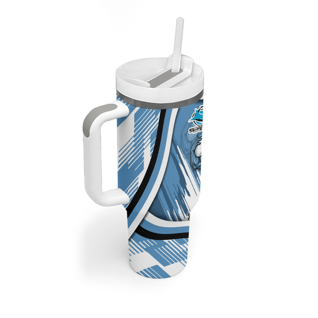 Cronulla Sharks Rugby Mascot Tumbler With Handle Fierce Athlete Graphic in Sports Style