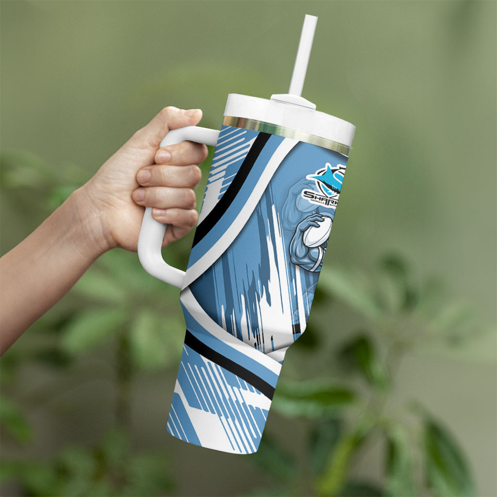Cronulla Sharks Rugby Mascot Tumbler With Handle Fierce Athlete Graphic in Sports Style