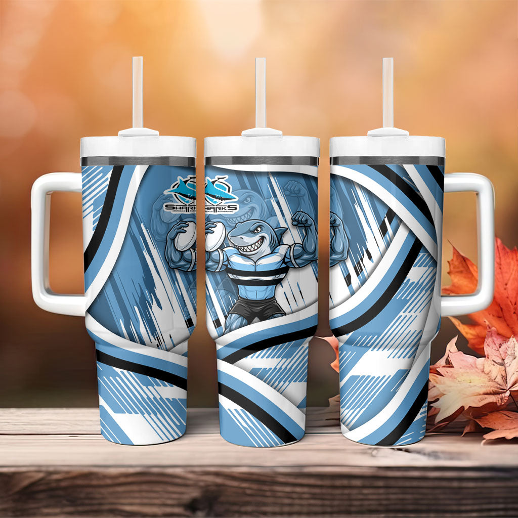 Cronulla Sharks Rugby Mascot Tumbler With Handle Fierce Athlete Graphic in Sports Style