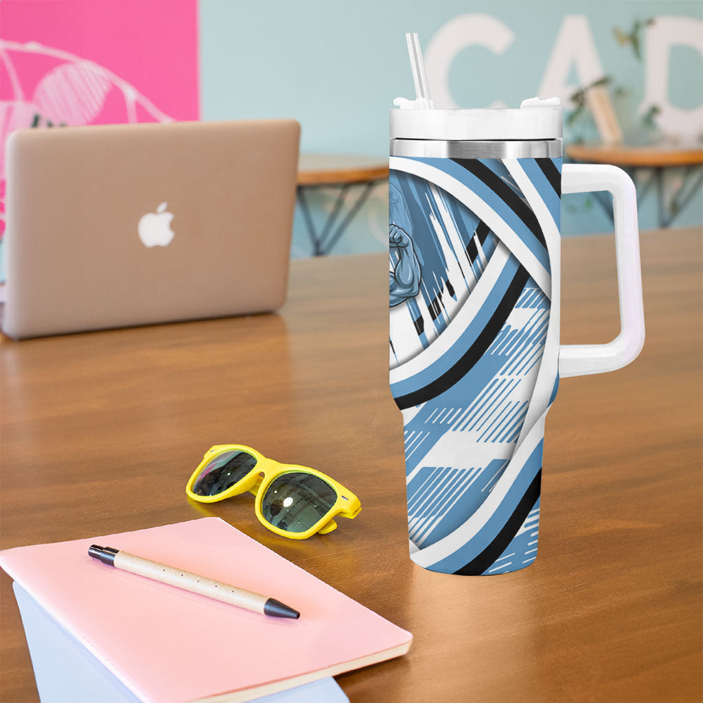Cronulla Sharks Rugby Mascot Tumbler With Handle Fierce Athlete Graphic in Sports Style