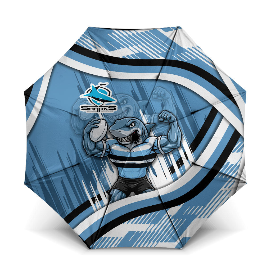 Cronulla Sharks Rugby Mascot Umbrella Fierce Athlete Graphic in Sports Style