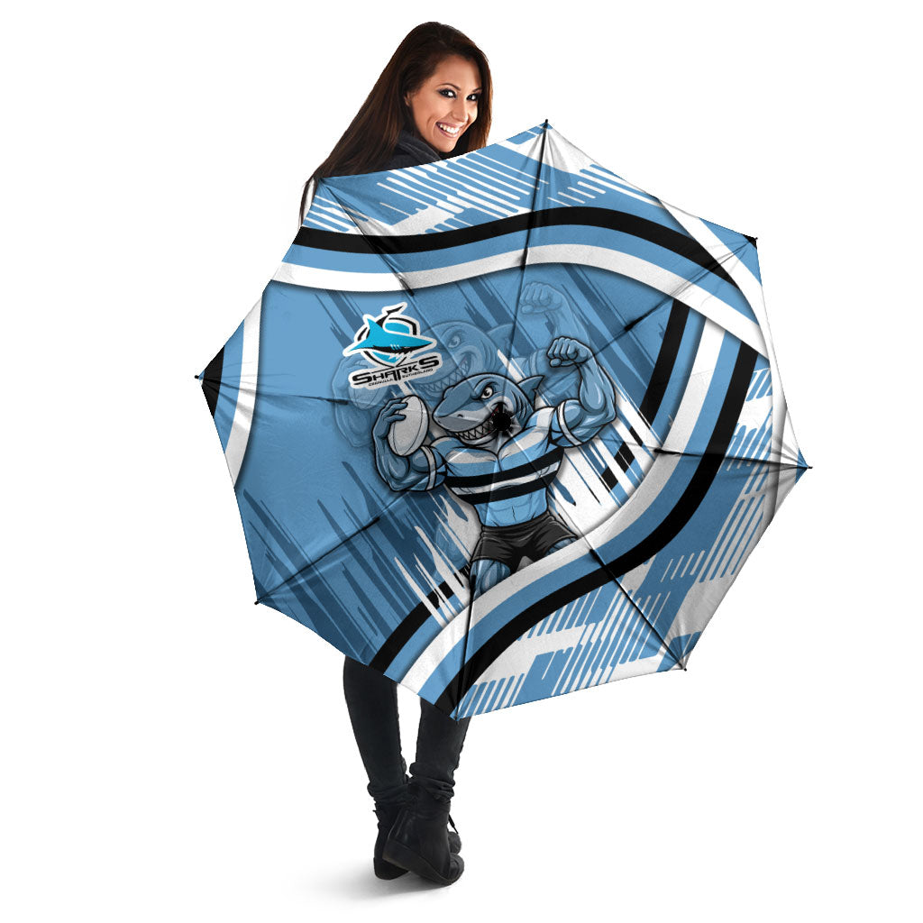Cronulla Sharks Rugby Mascot Umbrella Fierce Athlete Graphic in Sports Style