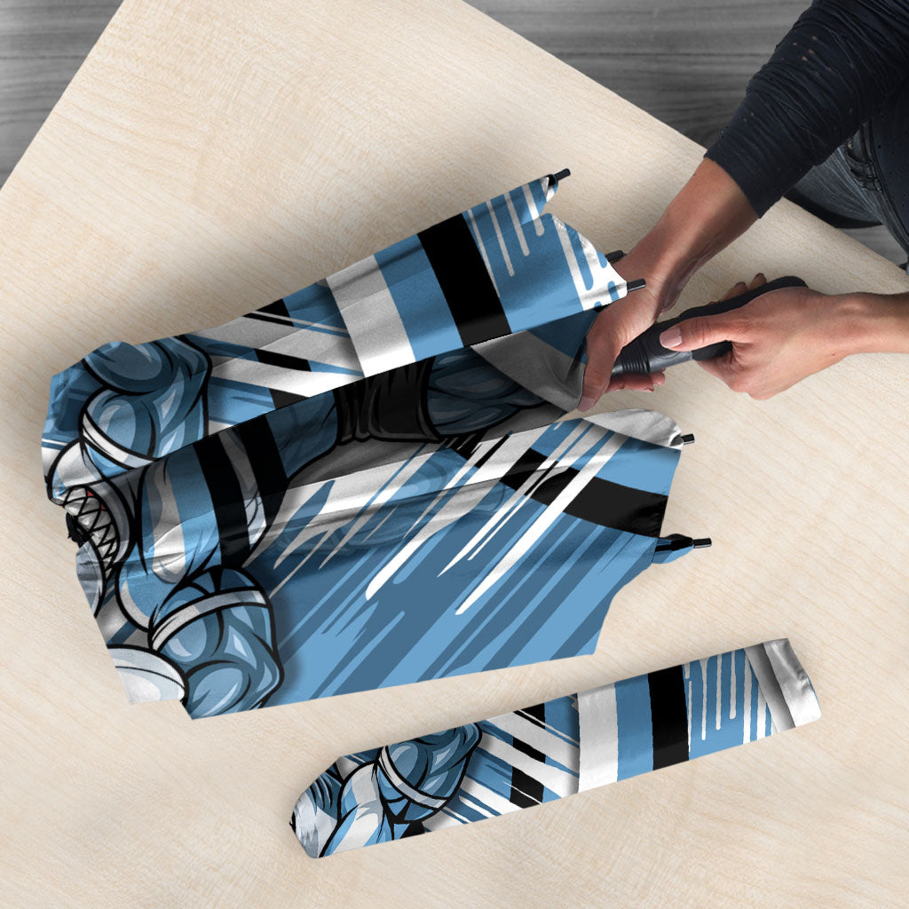 Cronulla Sharks Rugby Mascot Umbrella Fierce Athlete Graphic in Sports Style