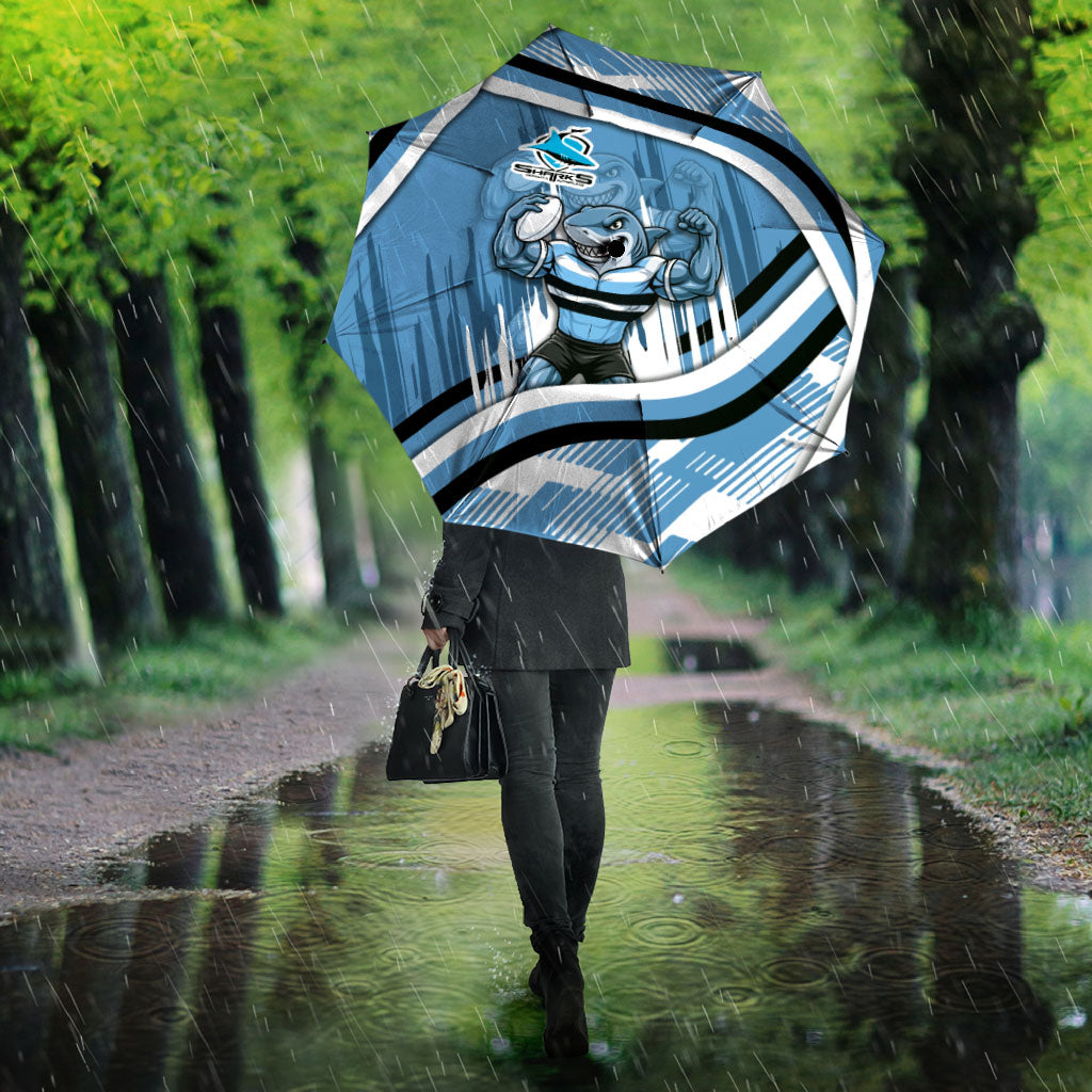 Cronulla Sharks Rugby Mascot Umbrella Fierce Athlete Graphic in Sports Style