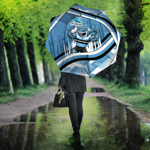 Cronulla Sharks Rugby Mascot Umbrella Fierce Athlete Graphic in Sports Style