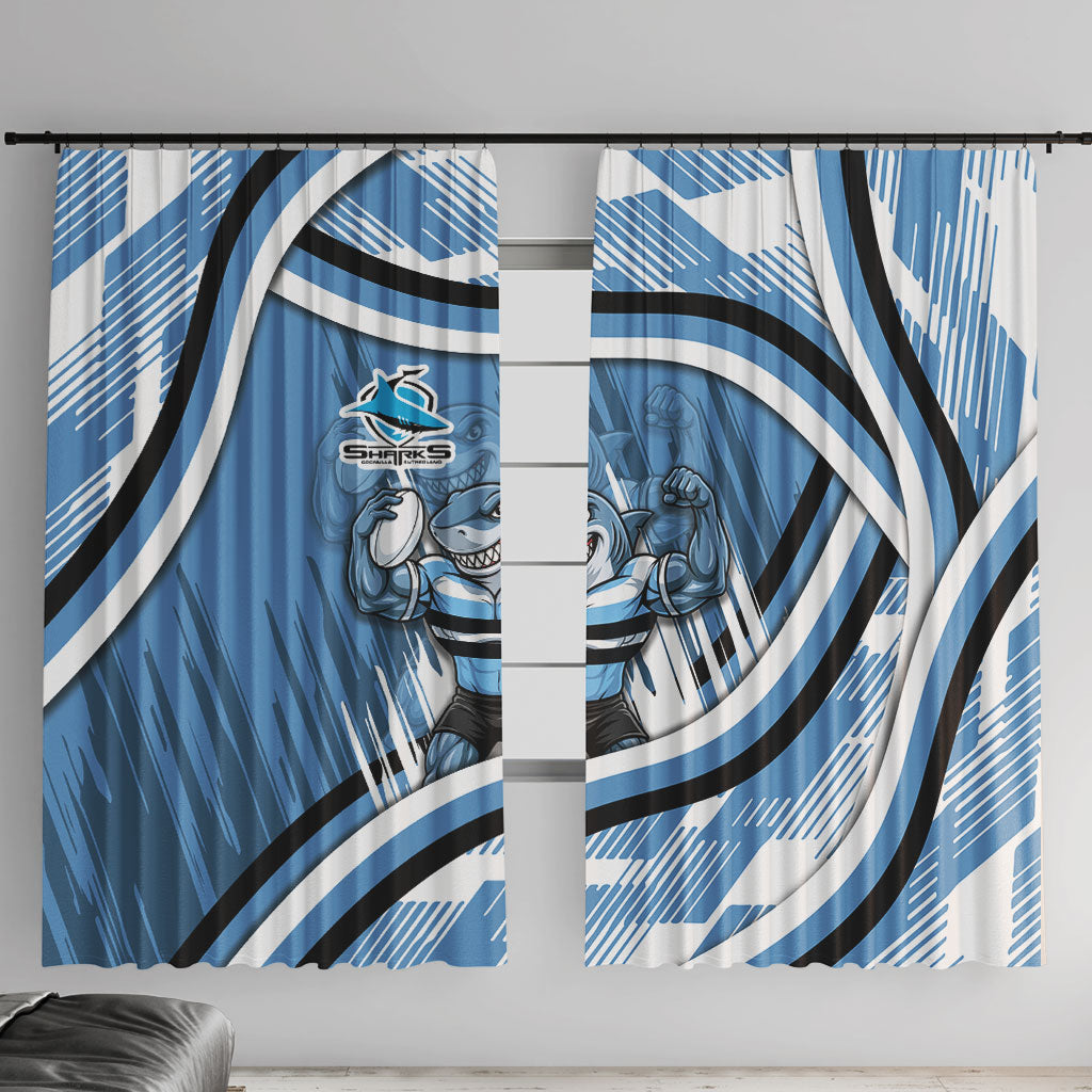 Cronulla Sharks Rugby Mascot Window Curtain Fierce Athlete Graphic in Sports Style