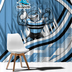 Cronulla Sharks Rugby Mascot Window Curtain Fierce Athlete Graphic in Sports Style