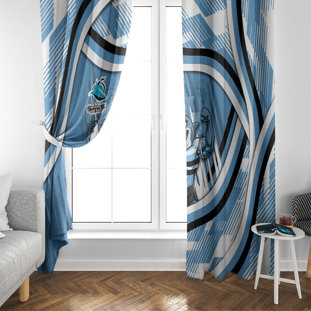 Cronulla Sharks Rugby Mascot Window Curtain Fierce Athlete Graphic in Sports Style