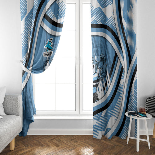 Cronulla Sharks Rugby Mascot Window Curtain Fierce Athlete Graphic in Sports Style