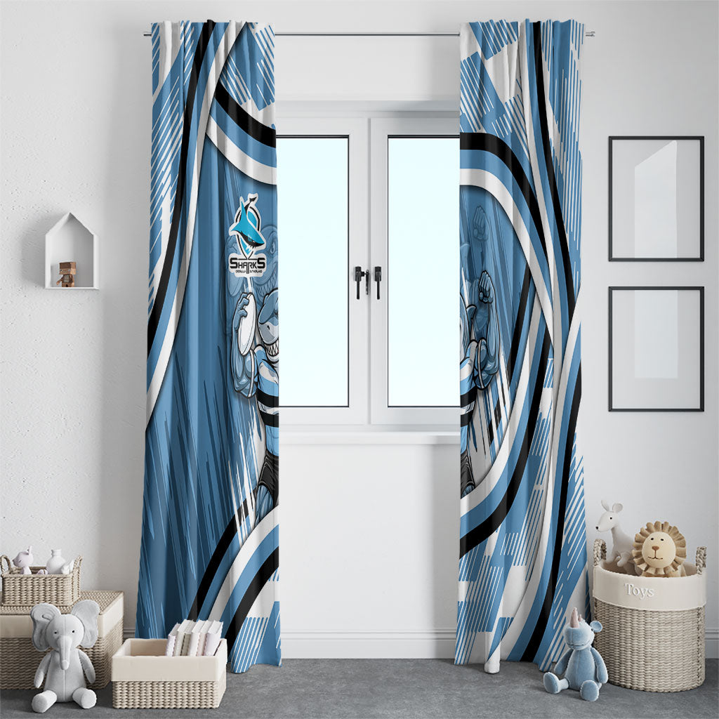 Cronulla Sharks Rugby Mascot Window Curtain Fierce Athlete Graphic in Sports Style