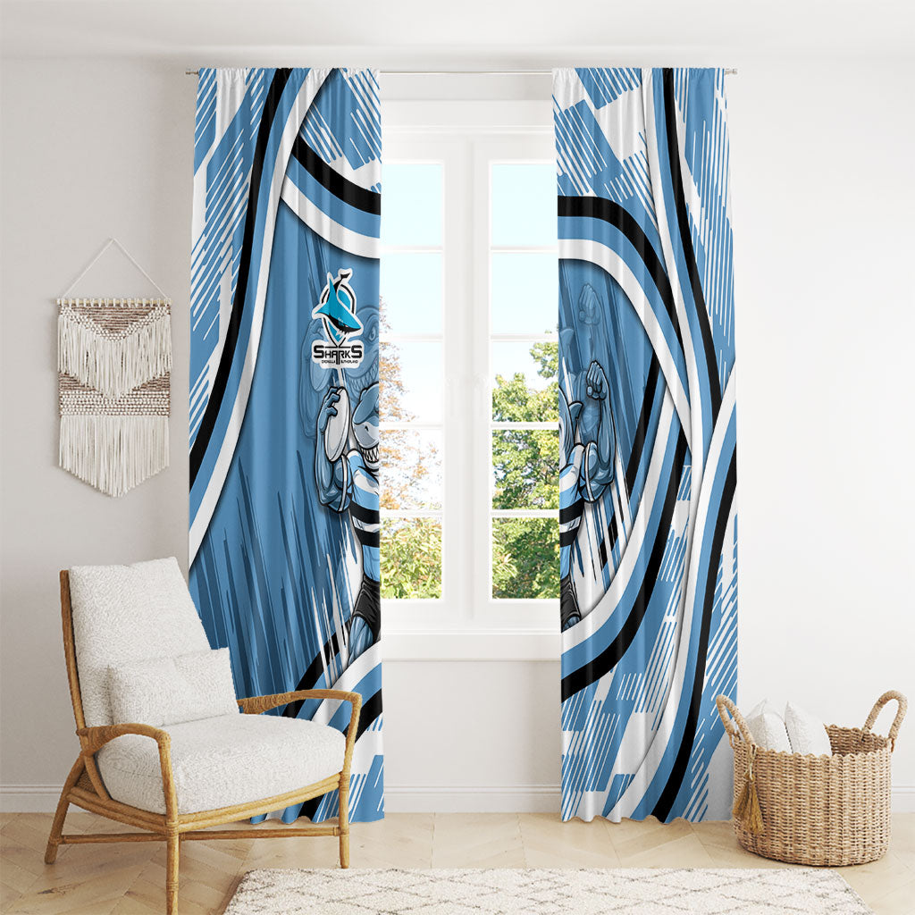 Cronulla Sharks Rugby Mascot Window Curtain Fierce Athlete Graphic in Sports Style