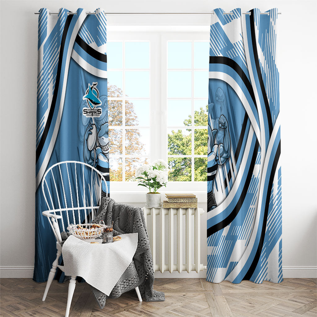Cronulla Sharks Rugby Mascot Window Curtain Fierce Athlete Graphic in Sports Style