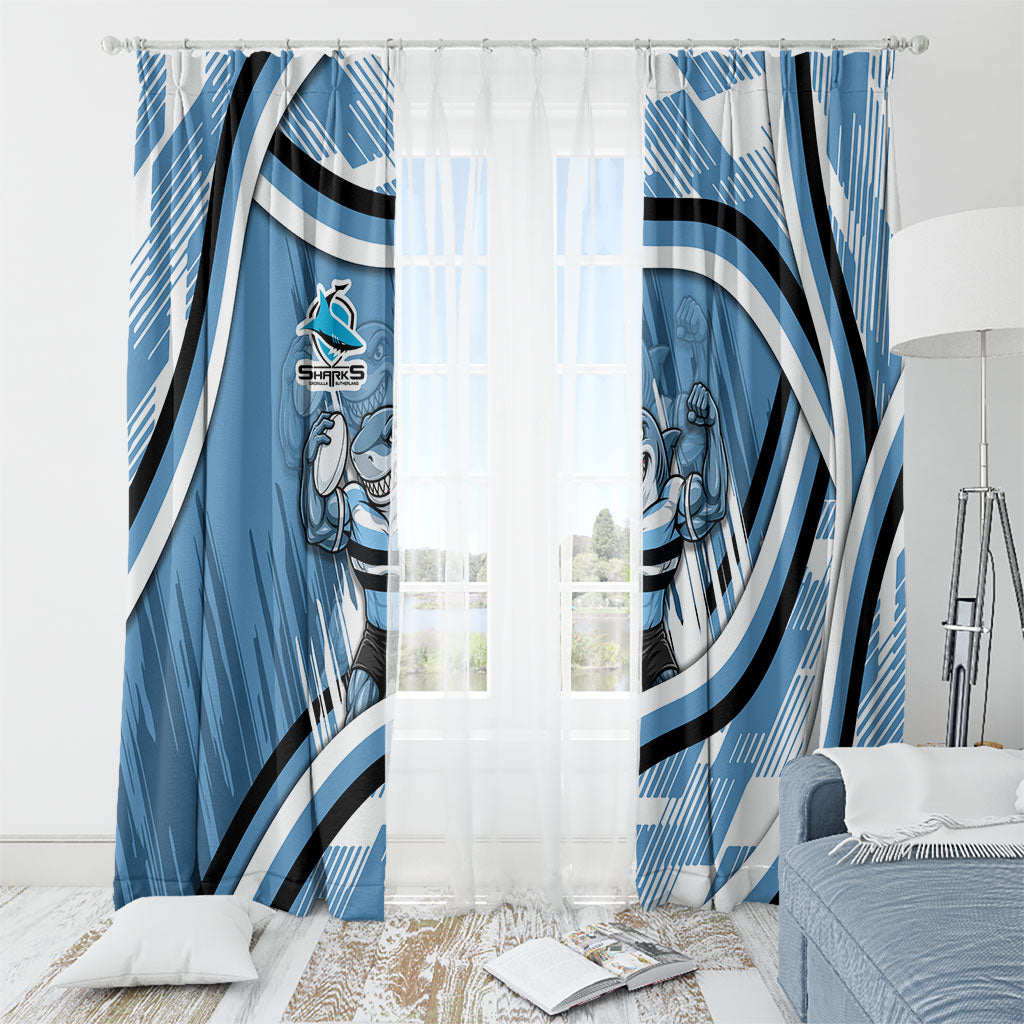 Cronulla Sharks Rugby Mascot Window Curtain Fierce Athlete Graphic in Sports Style