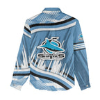 Cronulla Sharks Rugby Mascot Women Casual Shirt Fierce Athlete Graphic in Sports Style