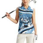 Cronulla Sharks Rugby Mascot Women Sleeveless Polo Shirt Fierce Athlete Graphic in Sports Style