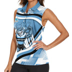 Cronulla Sharks Rugby Mascot Women Sleeveless Polo Shirt Fierce Athlete Graphic in Sports Style