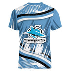Cronulla Sharks Rugby Mascot Women V-Neck T-Shirt Fierce Athlete Graphic in Sports Style