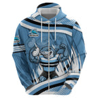 Cronulla Sharks Rugby Mascot Zip Hoodie Fierce Athlete Graphic in Sports Style