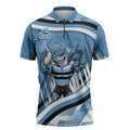 Cronulla Sharks Rugby Mascot Zipper Polo Shirt Fierce Athlete Graphic in Sports Style