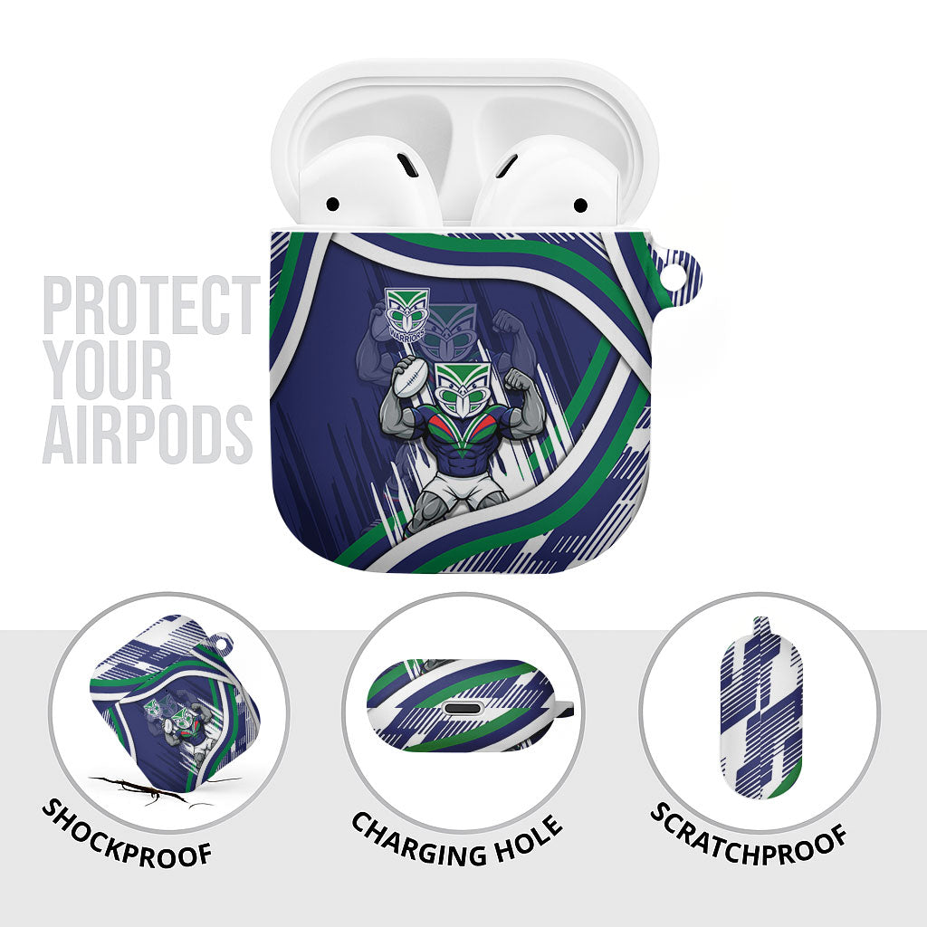 New Zealand Warriors Rugby Mascot AirPods Case Fierce Athlete Graphic in Sports Style