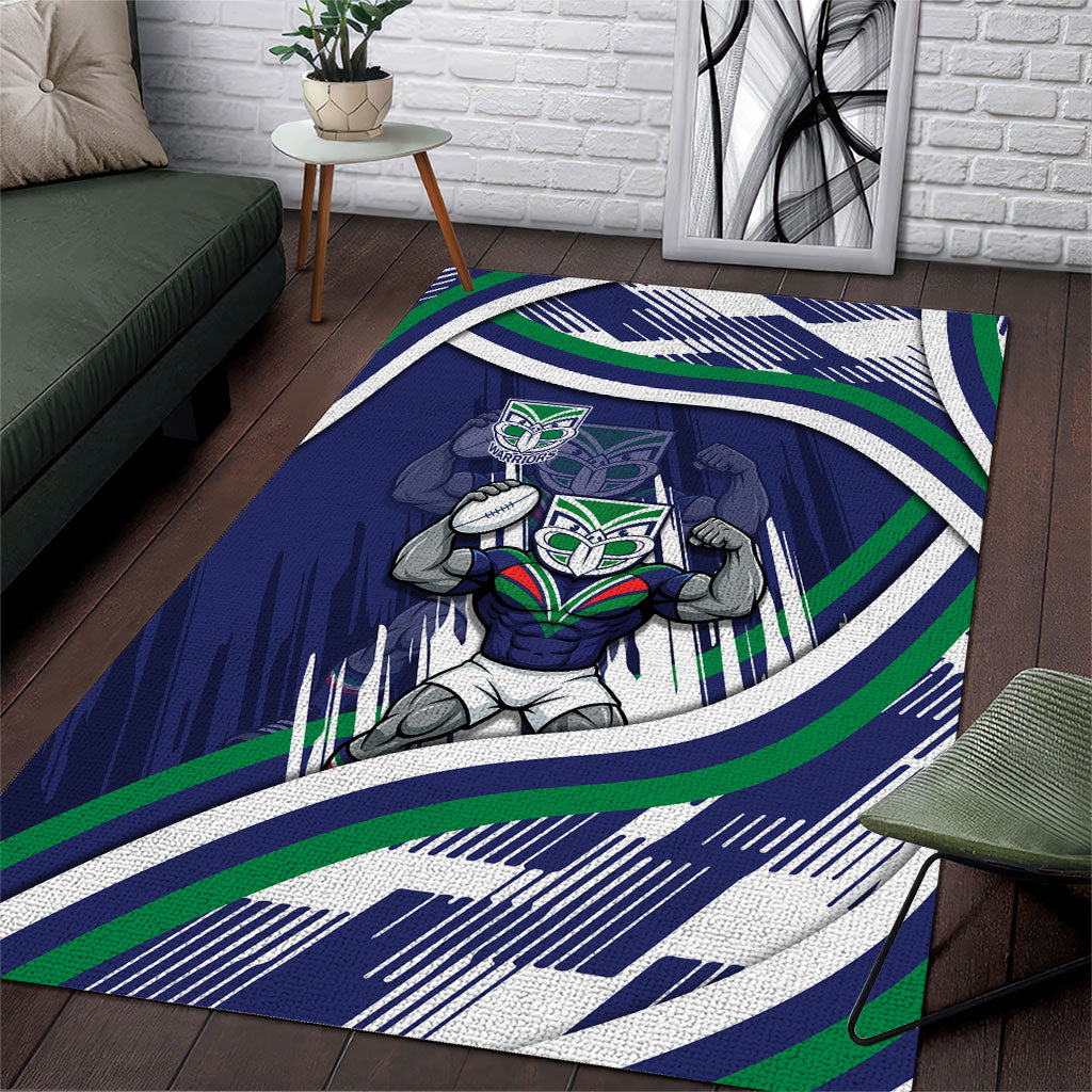 New Zealand Warriors Rugby Mascot Area Rug Fierce Athlete Graphic in Sports Style
