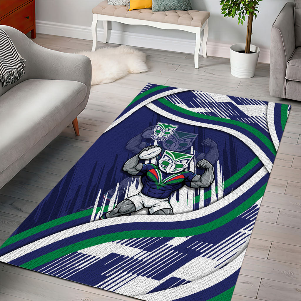 New Zealand Warriors Rugby Mascot Area Rug Fierce Athlete Graphic in Sports Style
