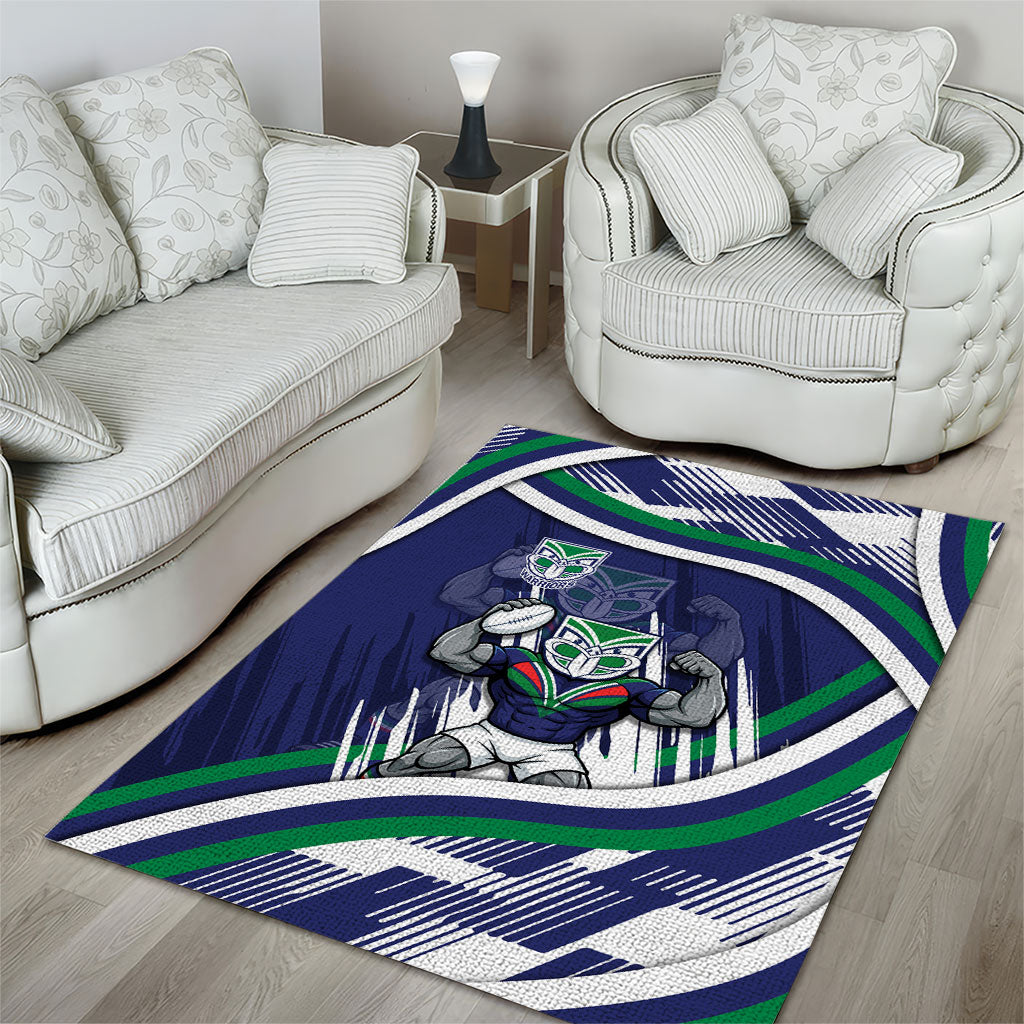 New Zealand Warriors Rugby Mascot Area Rug Fierce Athlete Graphic in Sports Style