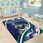 New Zealand Warriors Rugby Mascot Area Rug Fierce Athlete Graphic in Sports Style