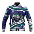 New Zealand Warriors Rugby Mascot Baseball Jacket Fierce Athlete Graphic in Sports Style